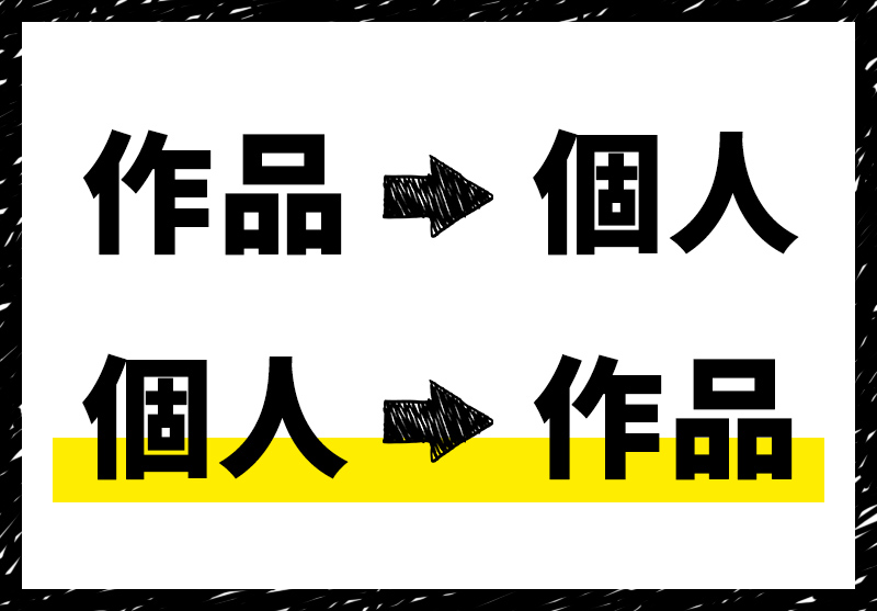 作品→個人　個人→作品